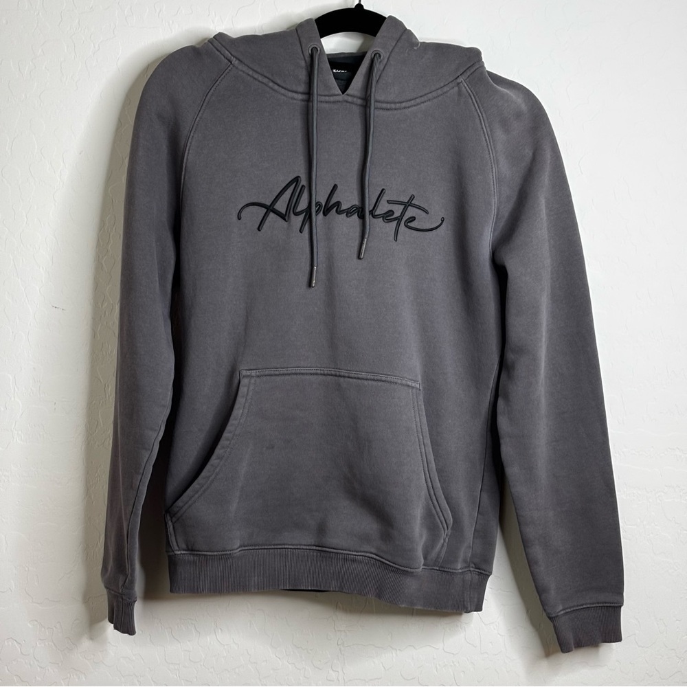 Alphalete Hoodie Womens S Grey Pullover Sweatshirt Active Athletic Spellout